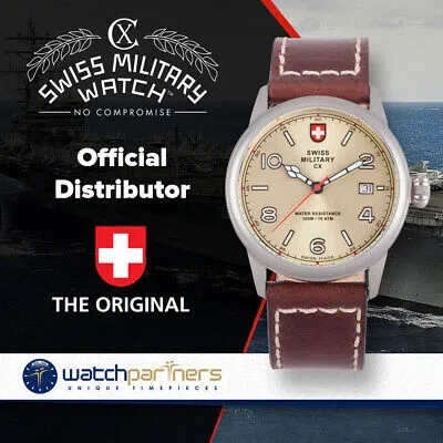 Pre-owned Swiss Military Cx  Spitfire Vintage Watch Swiss Quartz Date Champagne Dial 2871