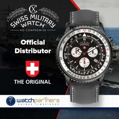 Pre-owned Swiss Military Cx  Thunderbolt Nero Chrono Watch 44mm Pvd Case Blk Dial 29561