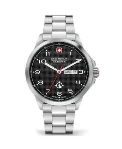 Pre-owned Swiss Military Hanowa Men Analog Quartz Casual Watch Classic Dress Black Dial Wa
