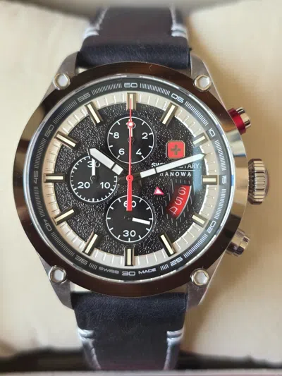 Pre-owned Swiss Military Hanowa Sapphire Black Dial Chronograph Men's Watch Smwgc2101401