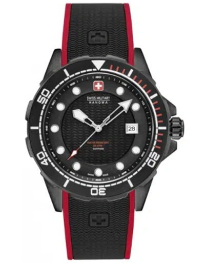 Pre-owned Swiss Military Hanowa Swiss Made Mens Diver Watch Rubber Strap 06-4315.13.007
