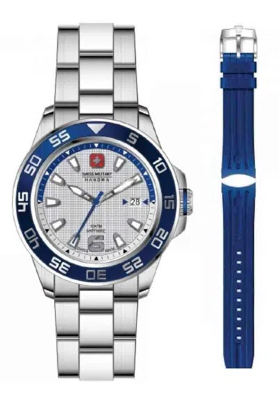 Pre-owned Swiss Military Hanowa Swiss Made Watch + Extra Silicone Band 06-5362.04.001.03