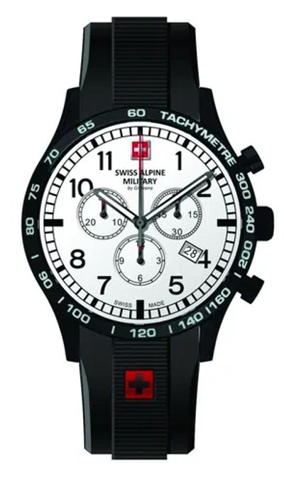 Pre-owned Swiss Military Swiss Alpine Military Chronograph 43mm Black Silicone Men's Watch 1746.9872 Sam