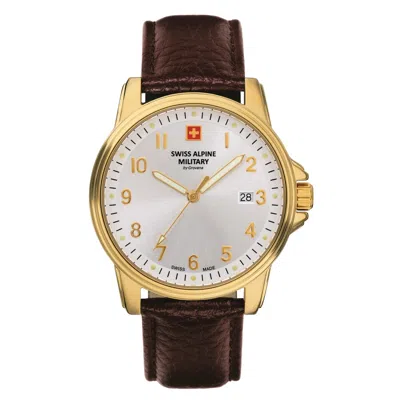Pre-owned Swiss Military Swiss Alpine Military Men's Watch Analog Quartz 7011.1512sam Leather