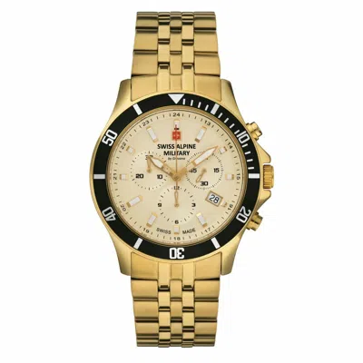 Pre-owned Swiss Military Swiss Alpine Military Men's Watch Chronograph Analog Quartz 7022.9111sam Steel