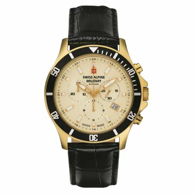 Pre-owned Swiss Military Swiss Alpine Military Men's Watch Chronograph Analog Quartz 7022.9511sam Leather
