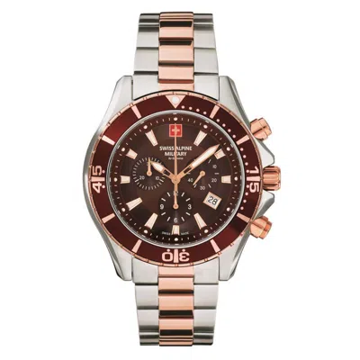 Pre-owned Swiss Military Swiss Alpine Military Men's Watch Chronograph Analog Quartz 7040.9156sam Steel