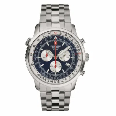 Pre-owned Swiss Military Swiss Alpine Military Men's Watch Chronograph Analog Quartz 7078.9135sam Steel