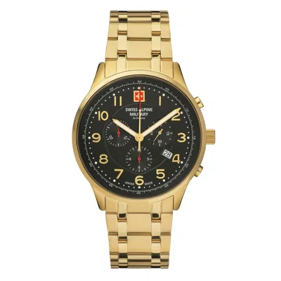 Pre-owned Swiss Military Swiss Alpine Military Men's Watch Chronograph Analog Quartz 7084.9117sam Steel