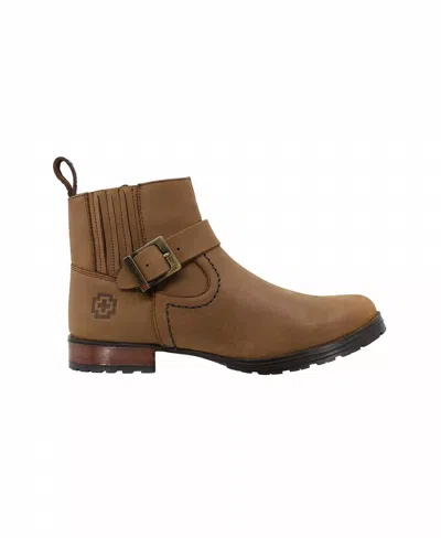 Swissbrand Casual Leather Booties In Honey In Gold