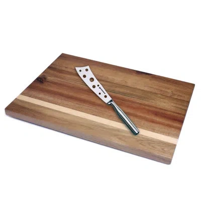 Swissmar 2-piece Cheese Serving Board Set | Acacia Wood With Stainless Steel Knife | In Silver