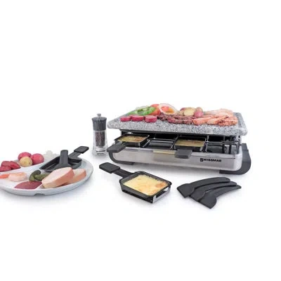Swissmar Classic 8 Person Raclette W/granite Stone Grill Top, Stainless Steel In Silver