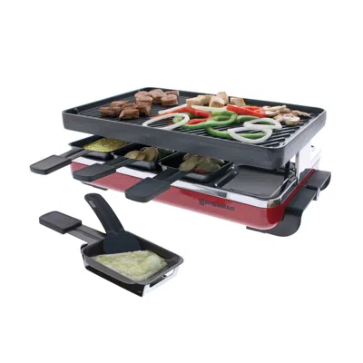 Swissmar Classic Raclette 8 Person Grill W/cast Iron Grill Plate, Red In Black