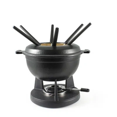 Swissmar Lucerne 10 Piece Cast Iron Fondue Set In Matte Black