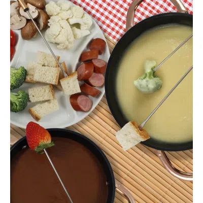Swissmar Realp 11 Piece Cast Aluminum Fondue Set, Black W/copper In Copper;black