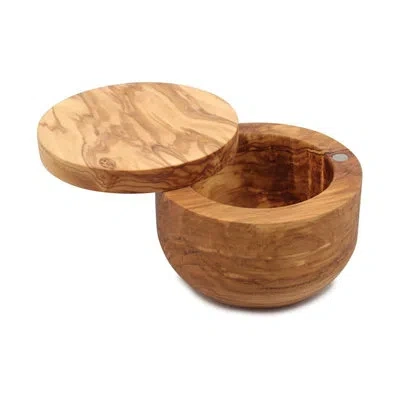 Swissmar Siena Olive Wood Salt Keeper In Stainless Steel;silver;polished Brass
