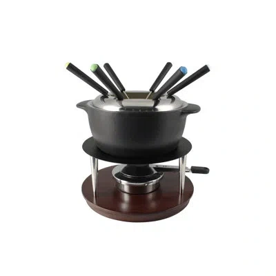 Swissmar Summit 10 Piece Cast Iron Fondue Set, Black Matte In Matte Black