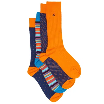Swole Panda Men's Blue / Yellow / Orange Orange & Blue Bamboo Sock Bundle - Four Pairs