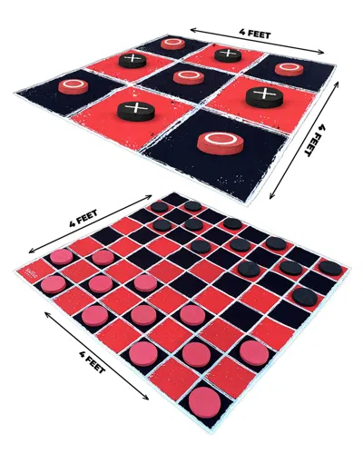 Swooc Games 2-in-1 Vintage Giant Checkers & Tic Tac Toe Game In Multi
