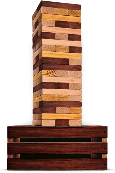 Swooc Games Reclaimed Wood Giant Tower Game W/ Wooden Crate