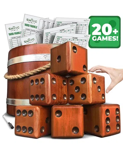 Swooc Games Yardzee & Farkle With 3.5in Dice In Brown