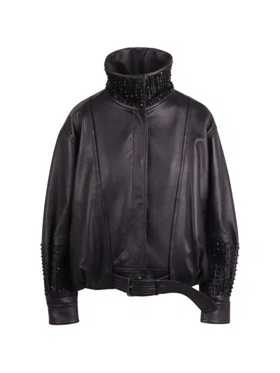 Sword 6.6.44 Bead-embellished Belted Jacket In Black