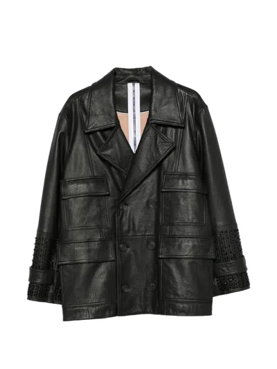 Sword 6.6.44 Bead-embellished Double-breasted Coat In Black