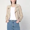 Sword 6.6.44 Sword 6644 Beige Biker Jacket In Suede Leather