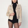 Sword 6.6.44 Beige Biker Jacket In Suede Leather In Neutral