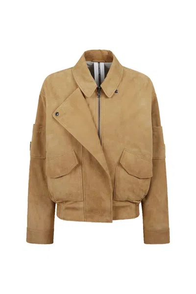 Sword 6.6.44 Beige Technical Nylon Zip-up Jacket In Brown