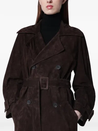 Sword 6.6.44 Belted Double-breasted Trench Coat In Brown