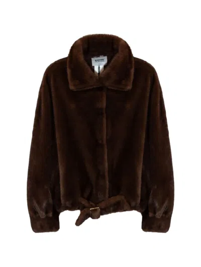 Sword 6.6.44 Belted Faux-fur Coat In Brown