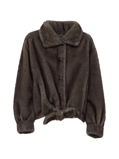 Sword 6.6.44 Belted Faux-fur Jacket In Brown