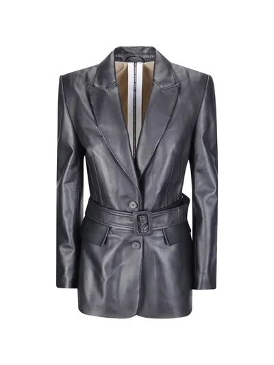 Sword 6.6.44 Belted Leather Jacket In Black