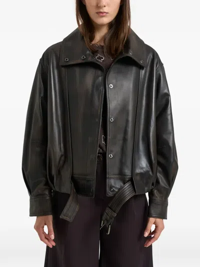 Sword 6.6.44 Belted Leather Jacket In Brown