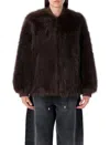 Sword 6.6.44 Sword Eco-fur Bomber Jacket With Ribbed Collar In Brown