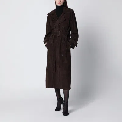 Sword 6.6.44 Brown Double-breasted Suede Trench Coat