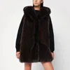 Sword 6.6.44 Sword Brown Faux Fur Gilet With Hood