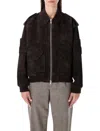 Sword 6.6.44 S.w.o.r.d 6.6.44 Brown Suede Bomber With Patch Pockets In Black