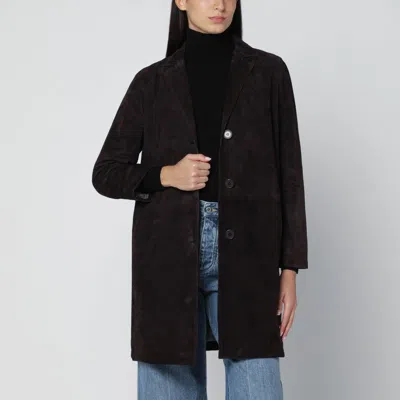 Sword 6.6.44 Brown Suede Jacket In Black