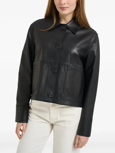 Sword 6.6.44 Button Leather Coat In Blue