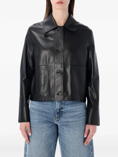 Sword 6.6.44 Sword Mini Chic Leather Coat For Women In Black