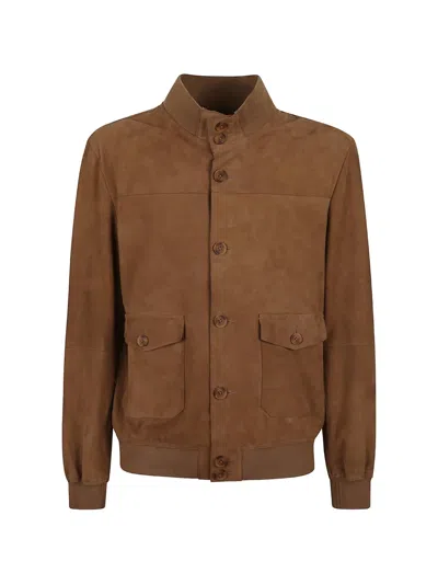 Sword 6.6.44 Buttoned Pocket Suede Jacket In Brown