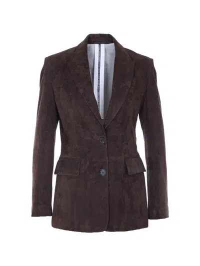 Sword 6.6.44 Buttons Suede Jacket In Brown