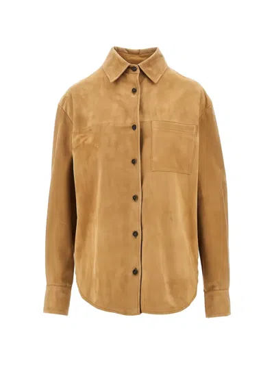 Sword 6.6.44 Chest-pocket Suede Shirt In Multi