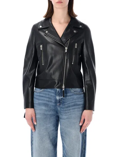 Sword 6.6.44 Sword Classic Biker Leather Jacket In Black