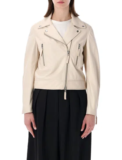 Sword 6.6.44 Sword Classic Biker Leather Jacket In Gray