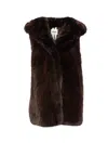 Sword 6.6.44 Sword Brown Faux Fur Gilet With Hood In Brown