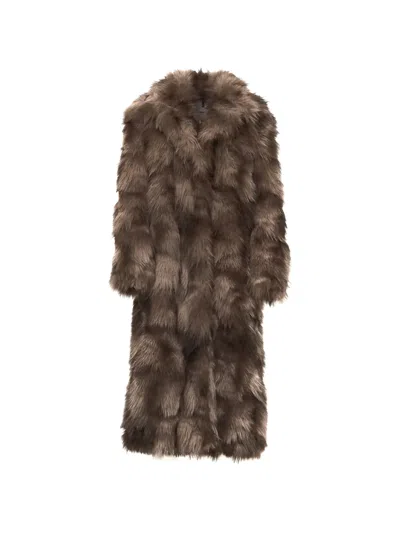 Sword 6.6.44 Collared Faux-fur Coat In Brown