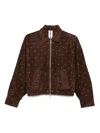 Sword 6.6.44 Brown Leather Bomber Jacket With Studs In Brown